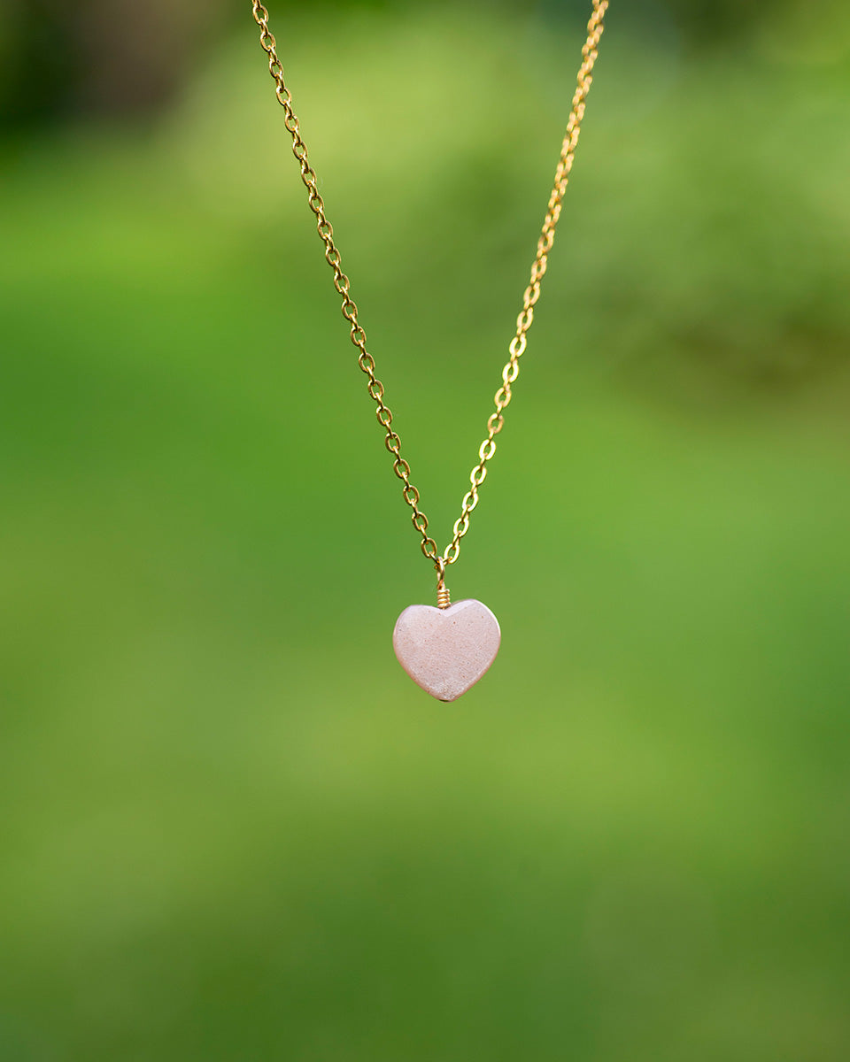 Peach Moonstone Heart Pendant Necklace