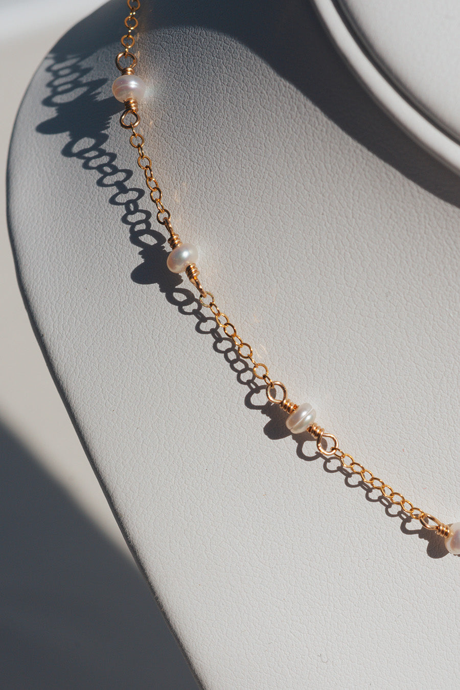 Pearl Beaded Chain Necklace, June Birthstone