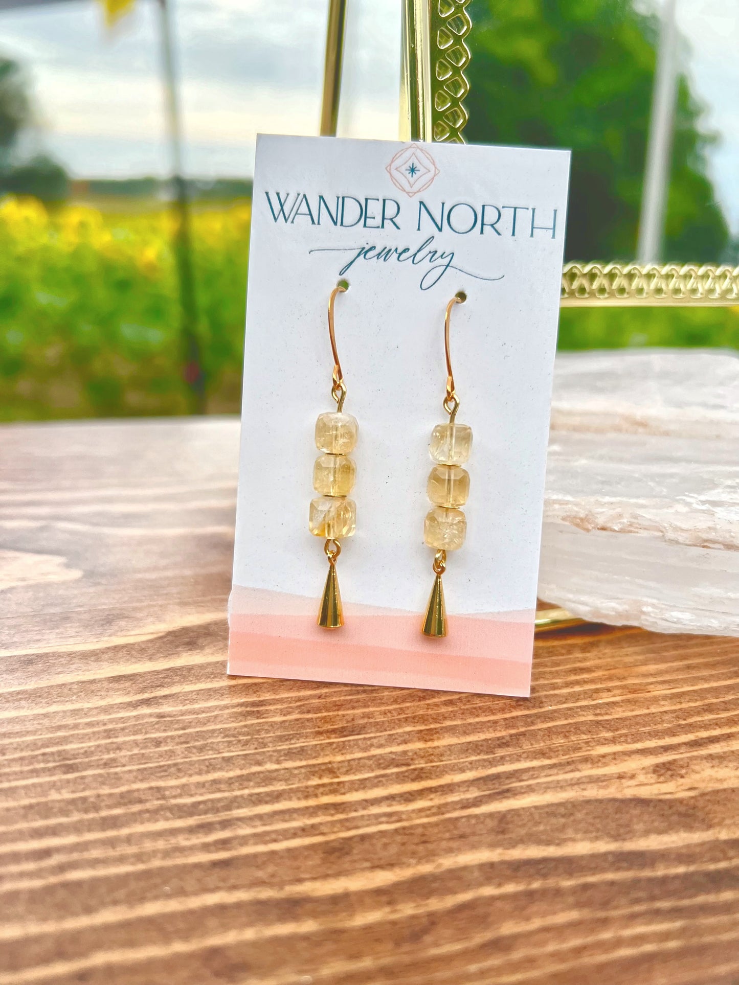 Cube Stack Earrings | Citrine