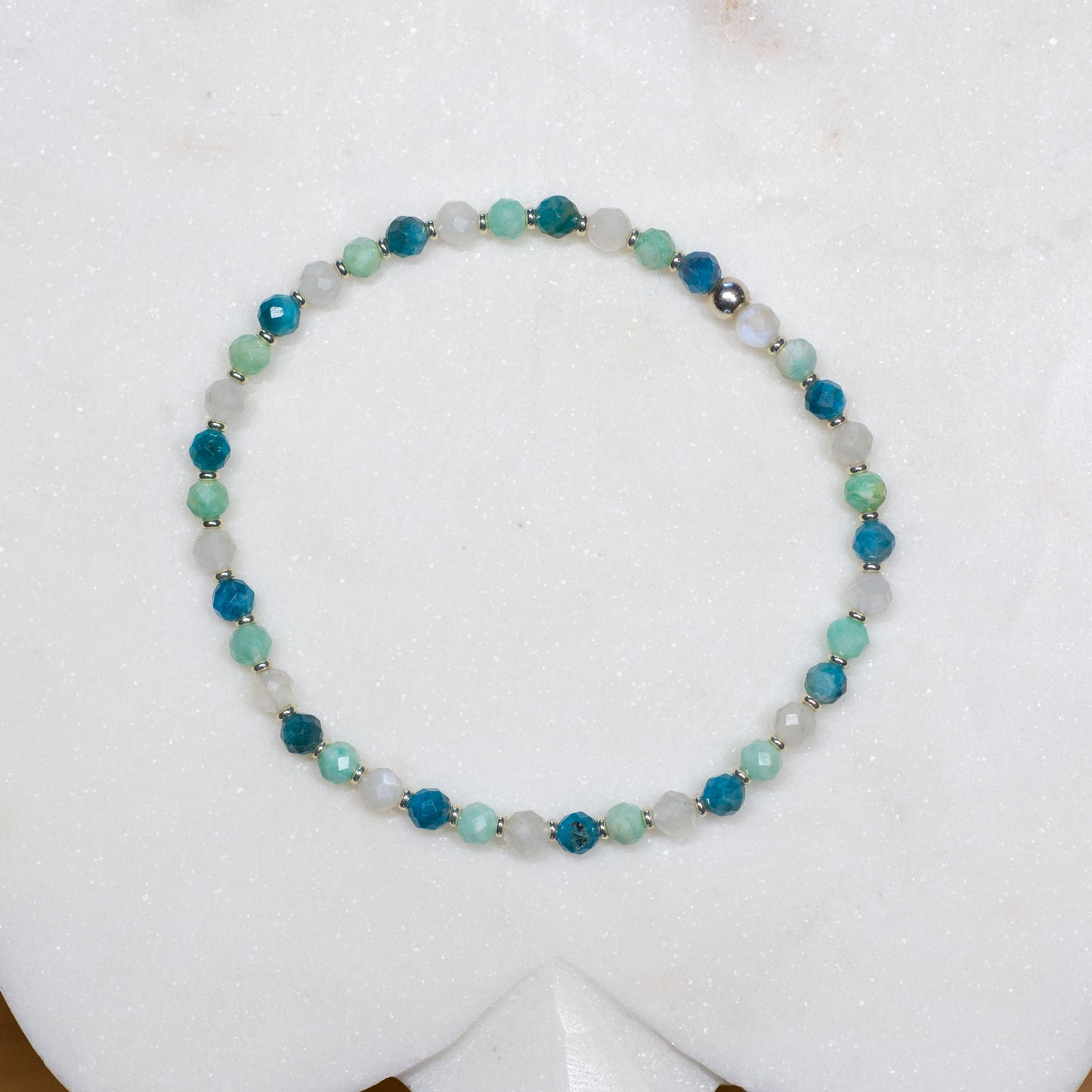 Sparkling Amazonite, Apatite, and Moonstone Stretch Bracelet