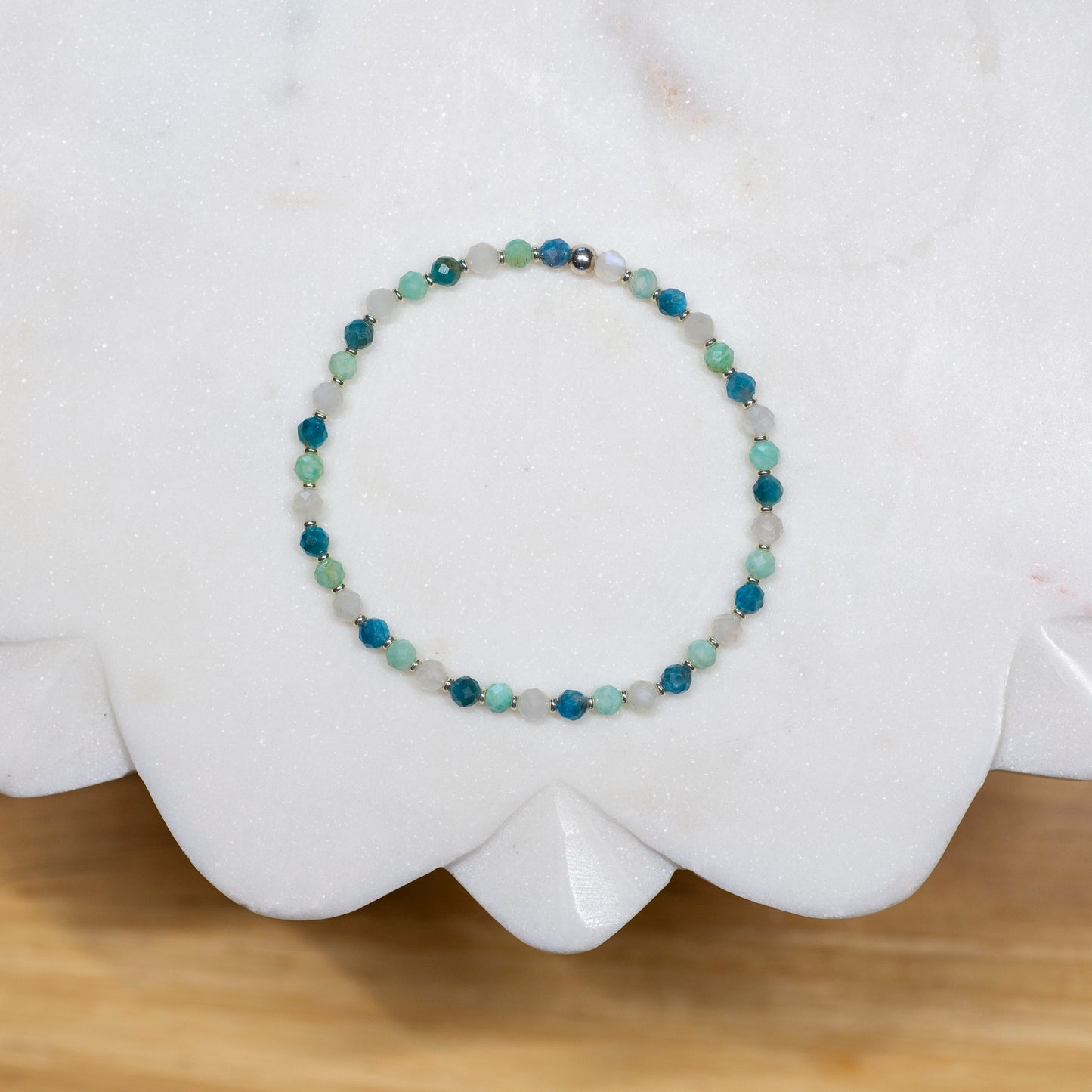Sparkling Amazonite, Apatite, and Moonstone Stretch Bracelet