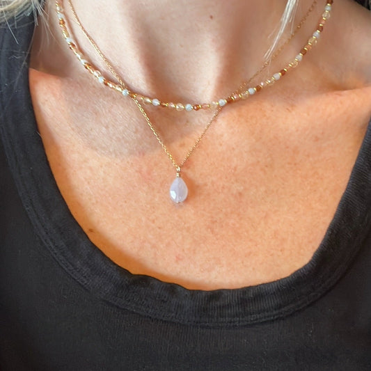 Blue Chalcedony Teardrop Necklace