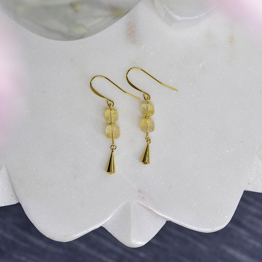 Citrine Cube Stack Earrings