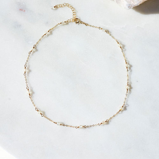Citrine Beaded Chain Necklace, November Birthstone