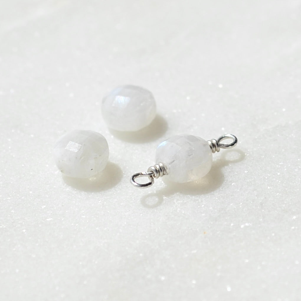 Moonstone 6mm Checker Faceted Coin Connector, June Birthstone