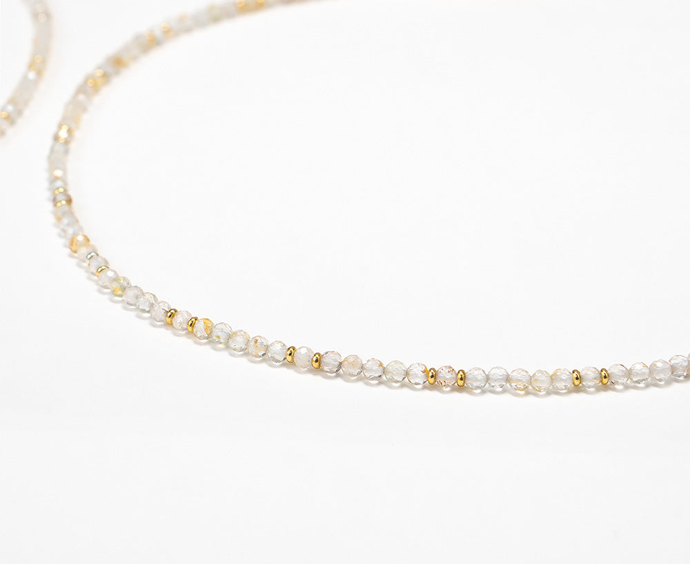 Golden Dendritic Topaz Micro Necklace