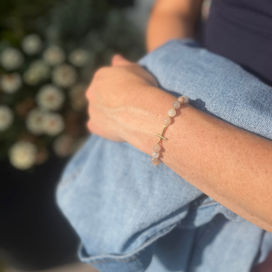 Faith Stretch Bracelet, Mixed Moonstone
