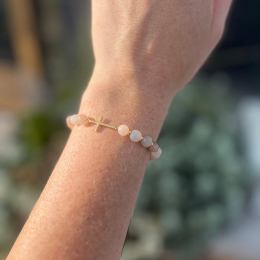 Faith Stretch Bracelet, Mixed Moonstone