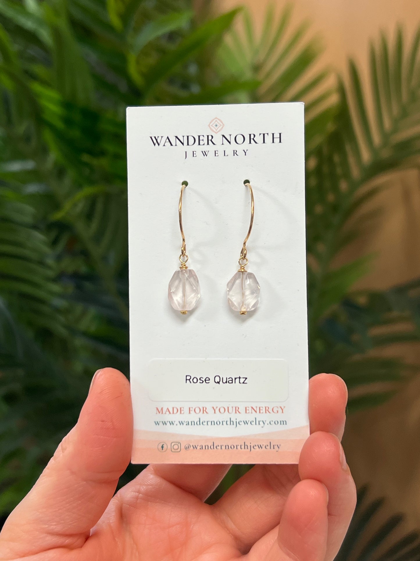 Rose Quartz Free Form Earrings