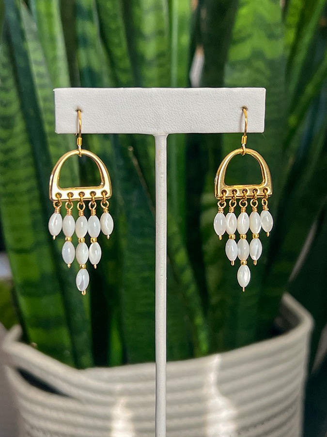Mother of Pearl Fringe Earrings