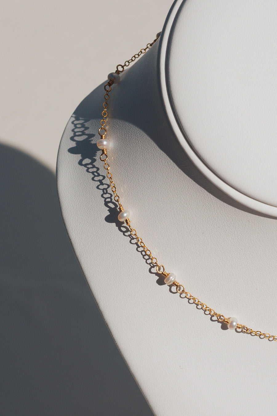 Pearl Beaded Chain Necklace, June Birthstone