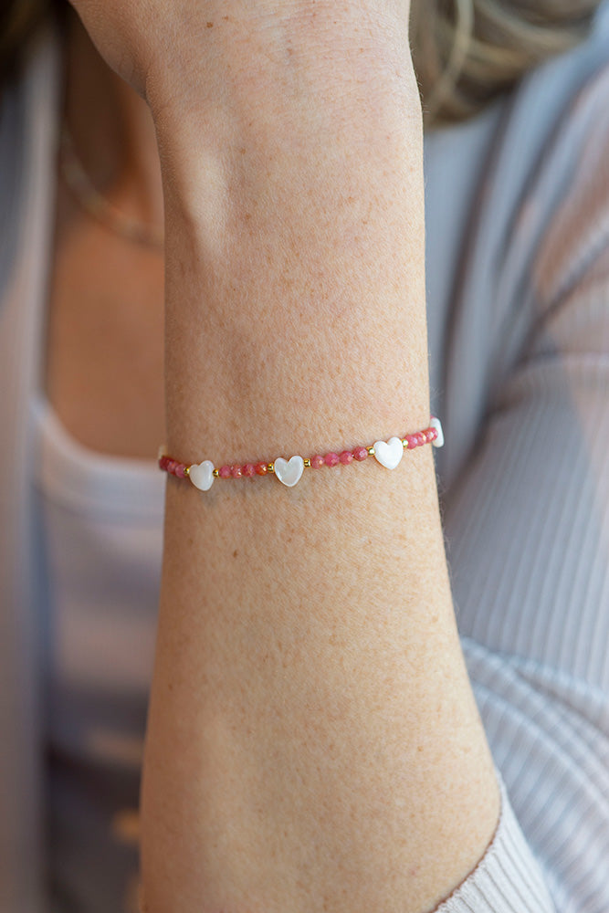 Rhodonite Happy Heart Bracelet