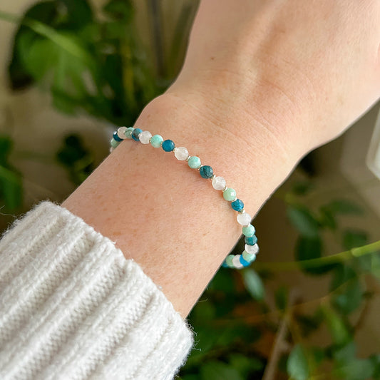 Sparkling Amazonite, Apatite, and Moonstone Stretch Bracelet