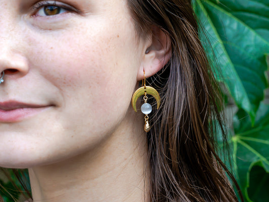 Selenite Moon Goddess Earrings
