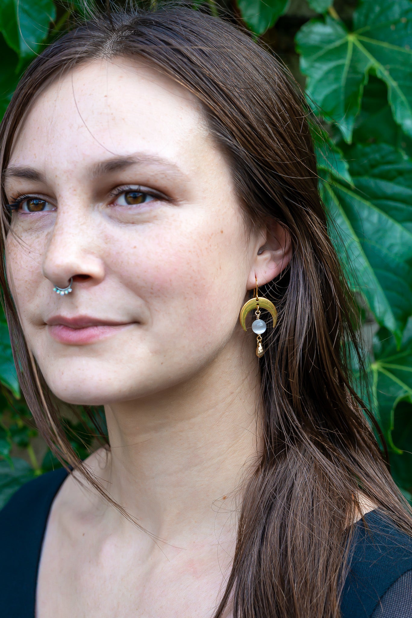 Selenite Moon Goddess Earrings