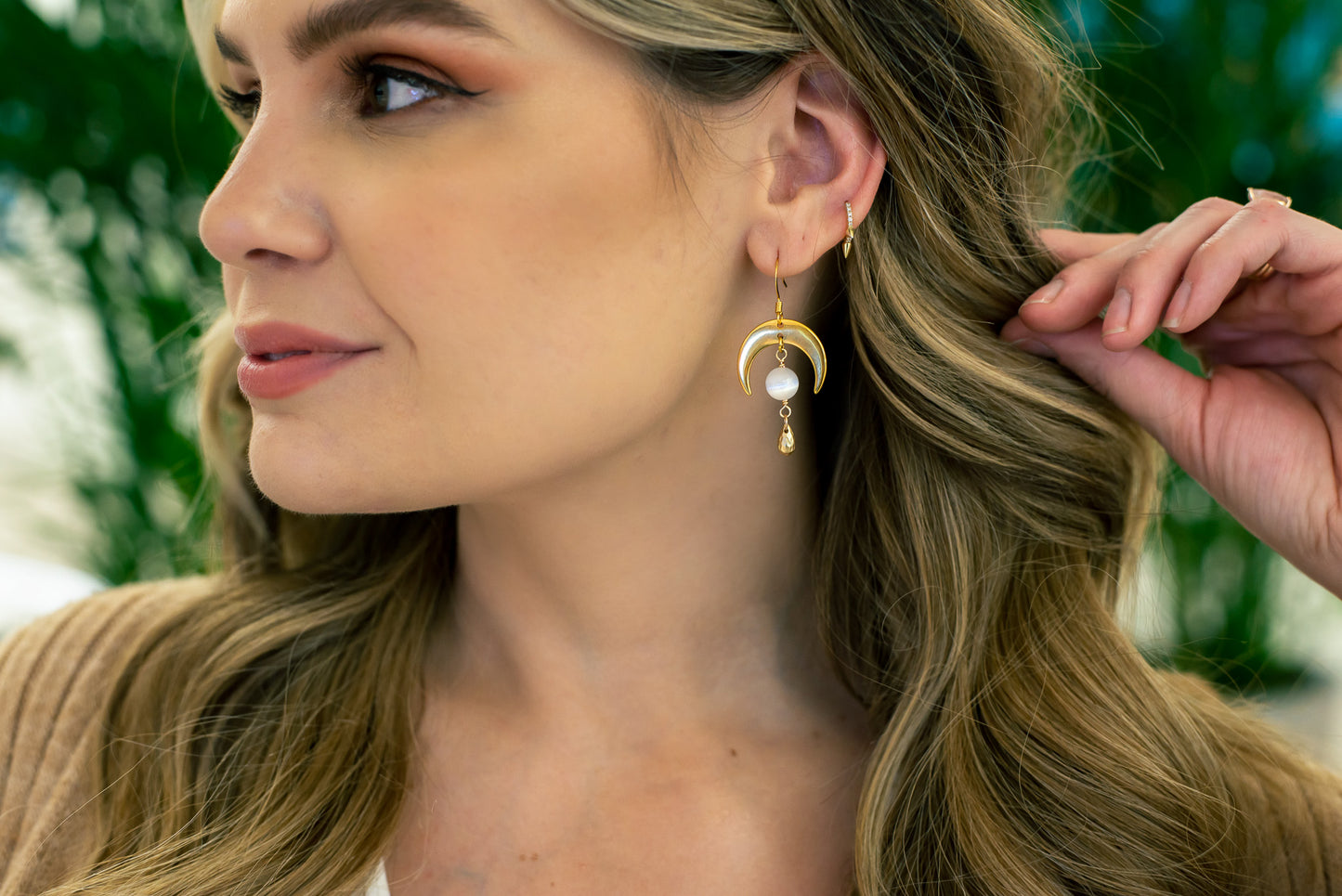Selenite Moon Goddess Earrings